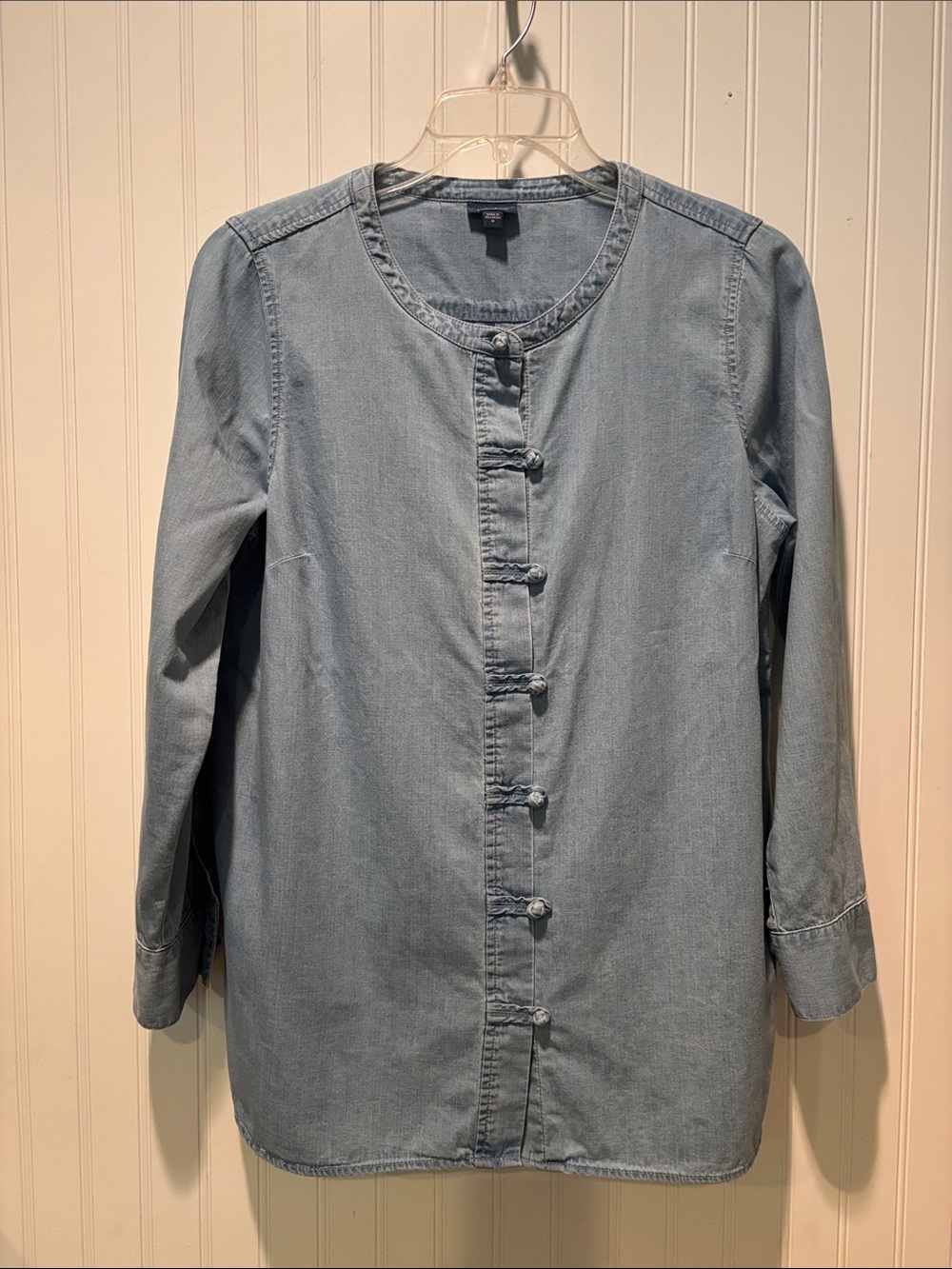 J Jill Denim Light Wash Tunic With Knotted Toggle Buttons Sz M